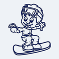 Nlepka diea v aute chlapec na snowboarde