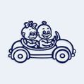 Nlepka diea v aute dvojat - dieva a chlapec v autku