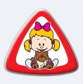 Nálepka 3D trojuholník - dievčatko s medvedíkom