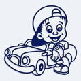 Nálepka dieťa v aute - chlapec vedľa auta