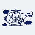 Nálepka na auto chlapec vo vrtuľníku