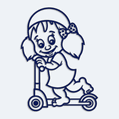 Nálepka dieťa v aute - dievčatko na kolobežke