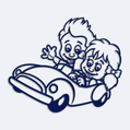 Nálepka dieťa v aute - autíčko so súrodenci