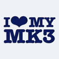 Nálepka na auto s nápisom I love my MK3