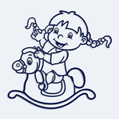 Nálepka dieťa v aute dievčatko na hojdacom koni