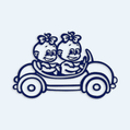 Nálepka dieťa v aute dvojčatá - dievčatá v autíčku