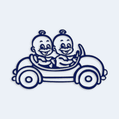 Nálepka dieťa v aute dvojčatá - bábätka v autíčku