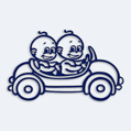 Nálepka dieťa v aute dvojčatá - chlapci v autíčku