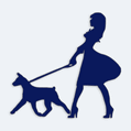 Nálepka na auto silueta žena so psom