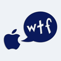 Nálepka na auto s textom apple wtf