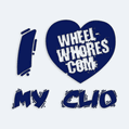 Nálepka na auto s nápisom I love my Clio