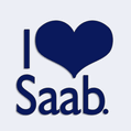 Nálepka na auto s nápisom I love Saab