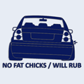 Nálepka s nápisom No fat chicks na auto