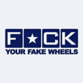 Nálepka na auto s nápisom Fuck your fake wheels