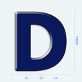 Plastick 3D nlepka - vek psmeno D