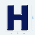Plastická 3D nálepka - veľké písmeno H