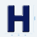 Plastick 3D nlepka - vek psmeno H