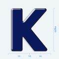 Plastická 3D nálepka - veľké písmeno K
