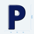 Plastická 3D nálepka - veľké písmeno P